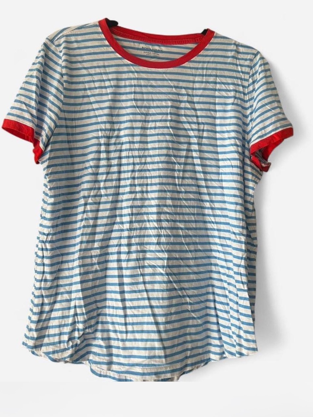 Banana Republic Blue & White Striped 100% Cotton Tee